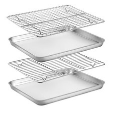 Baking with Rack Set, Set of 4 2 Sheets  2 Racks , Stainless Steel Cookie B...