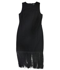 Ralph Lauren Womens Fringe Trim Cocktail Dress
