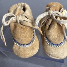 Beaded Baby Moccasins Leather Handmade Vintage