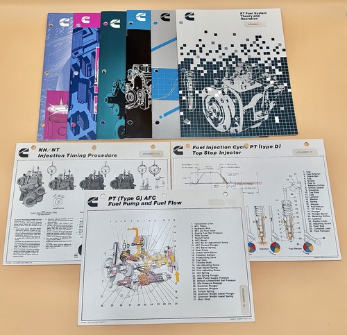 6 Vintage Cummins engine Technical Manuals w/ 3 Technical Charts & Binder