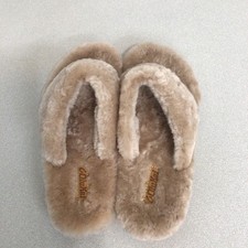 Olukai kipe  a heu BEIGE Wool Shearling Slippers Thong Sandals Women  s 8 PRISTINE
