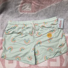 Mint Green Rainbow Cat  Jack Easy On/Easy Off Shorts Girls Size XL 14/16