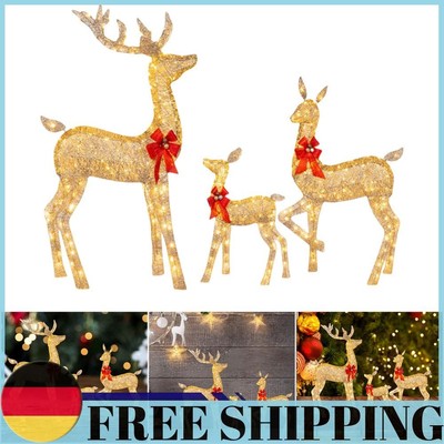 3 Pcs Christmas Deer Decoration Cute Lighted Reindeer Xmas Decoration for Xmas