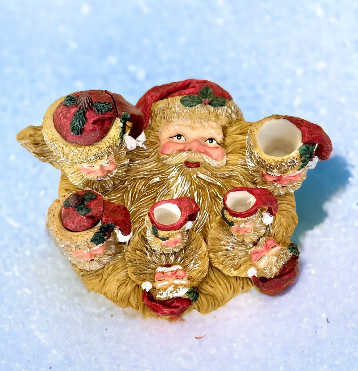 Kirkland Blushing Santa Christmas Tea Set Mini Claus Decor Vintage MCM Old  World