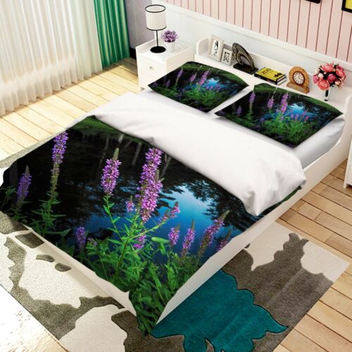 3D Purple Flower 3761NA Bed Pillowcases Quilt Cover Duvet Jerry LoFaro Fay