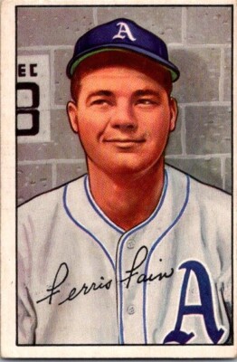 1952 Bowman FERRIS FAIN Philadelphia Athletics #154 about EX Condition