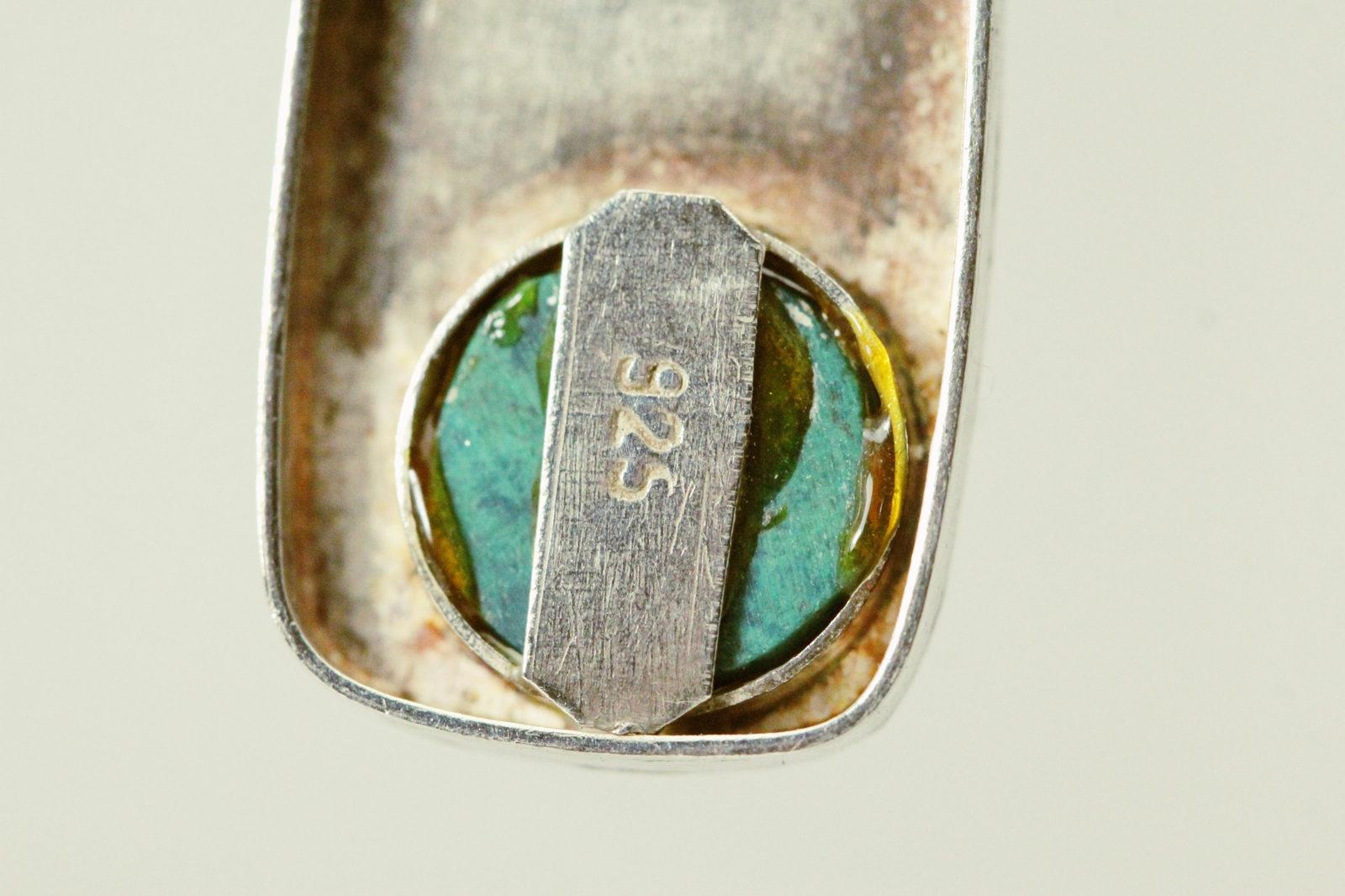 Brushed 925 Sterling Silver Rectangular Pendant w… - image 7