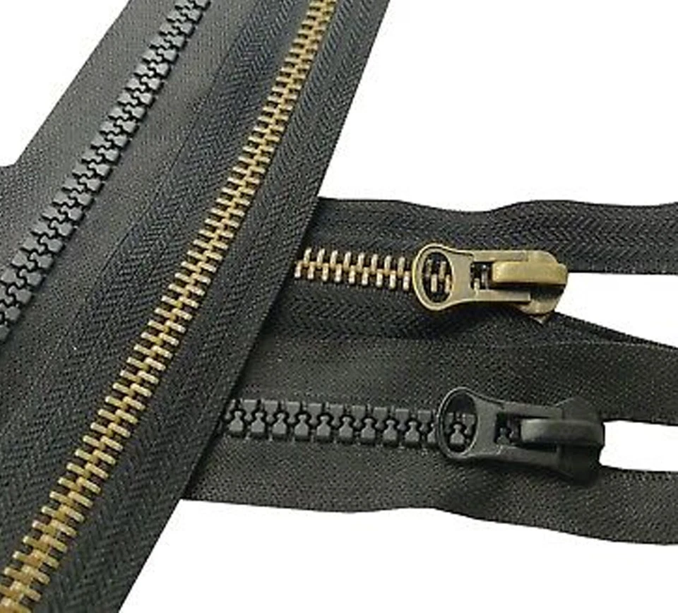 1pc Size #8 Heavy Duty Zipper Antique Brass Metal OR Chunky Plastic Open-End UK