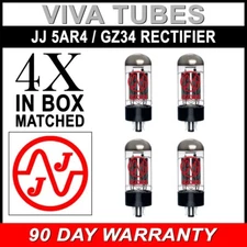 JJ Electronic Matched Quad (4) GZ34 / 5AR4 Rectifier Vacuum Tubes - Brand New