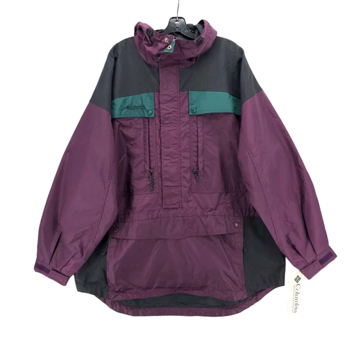 NOS Columbia Glacier Creek Pullover Jacket BLACK CHERRY Colorblock y2k Men's XL - product listing photo