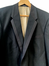 Vtg CHAPS RALPH LAUREN Wool Tuxedo Jacket 42L Black Tux Formal Groom Dinner USA