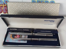 AURETTA LUSSO COPPIA METALLO SATINAT 222 AURORA VINTAGE PENNA STILOGRAFICA SFERA