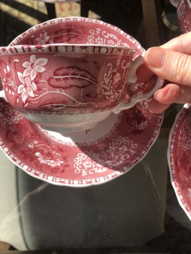 6 Copeland Spode Camilla Pink Bouillon/soup Cups, 5 Saucers-old Mark-never Used - Picture 12 of 14