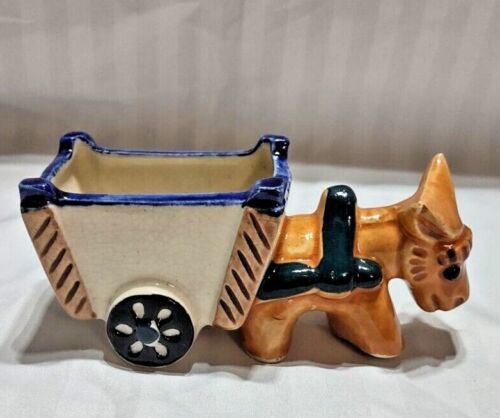 Vintage Donkey Burro and Cart Figurine Planter, Made in Occupied Japan, 5" (A-2) - Picture 1 of 5