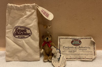 Ganz Cottage Collectibles Miniatures ''Arnold'' w Pouch & COA By Lynda Kunz + Tags