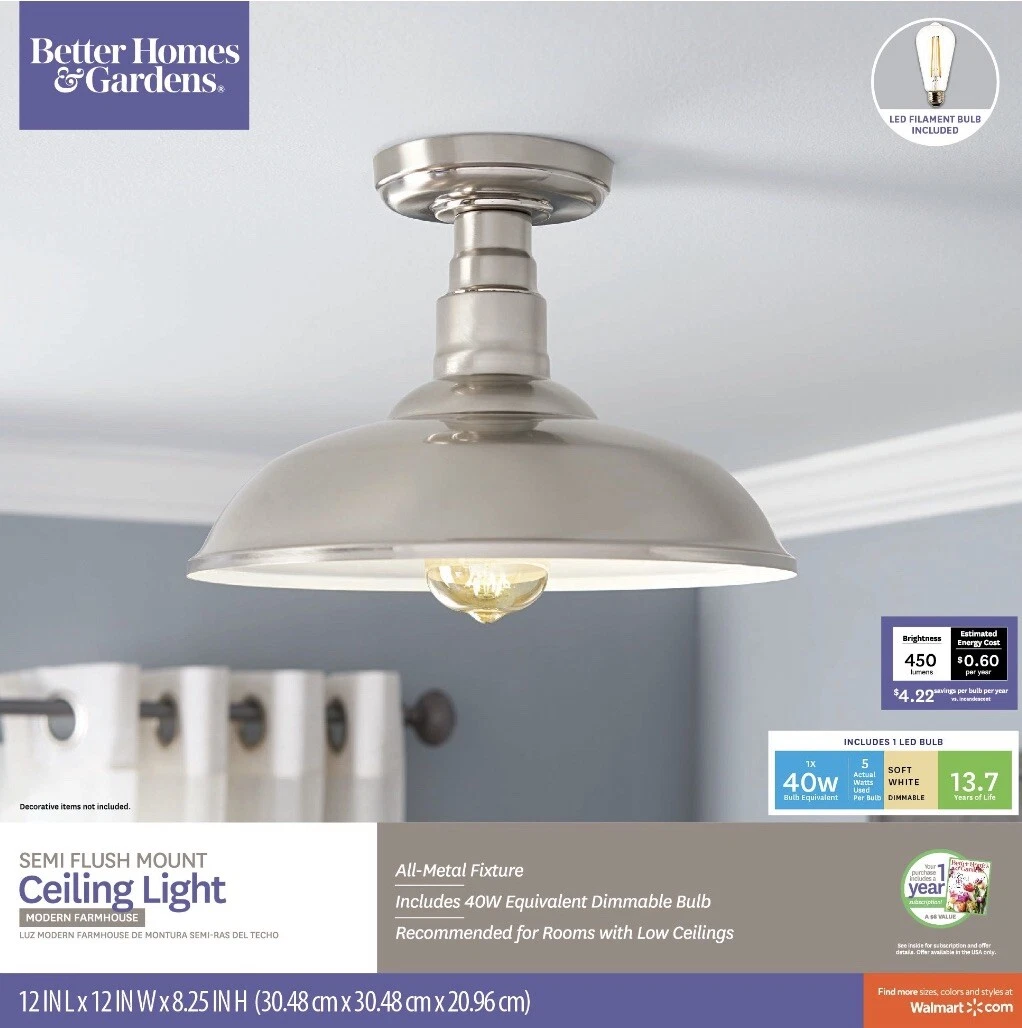 Better homes and gardens semi sale flush mount ceiling light