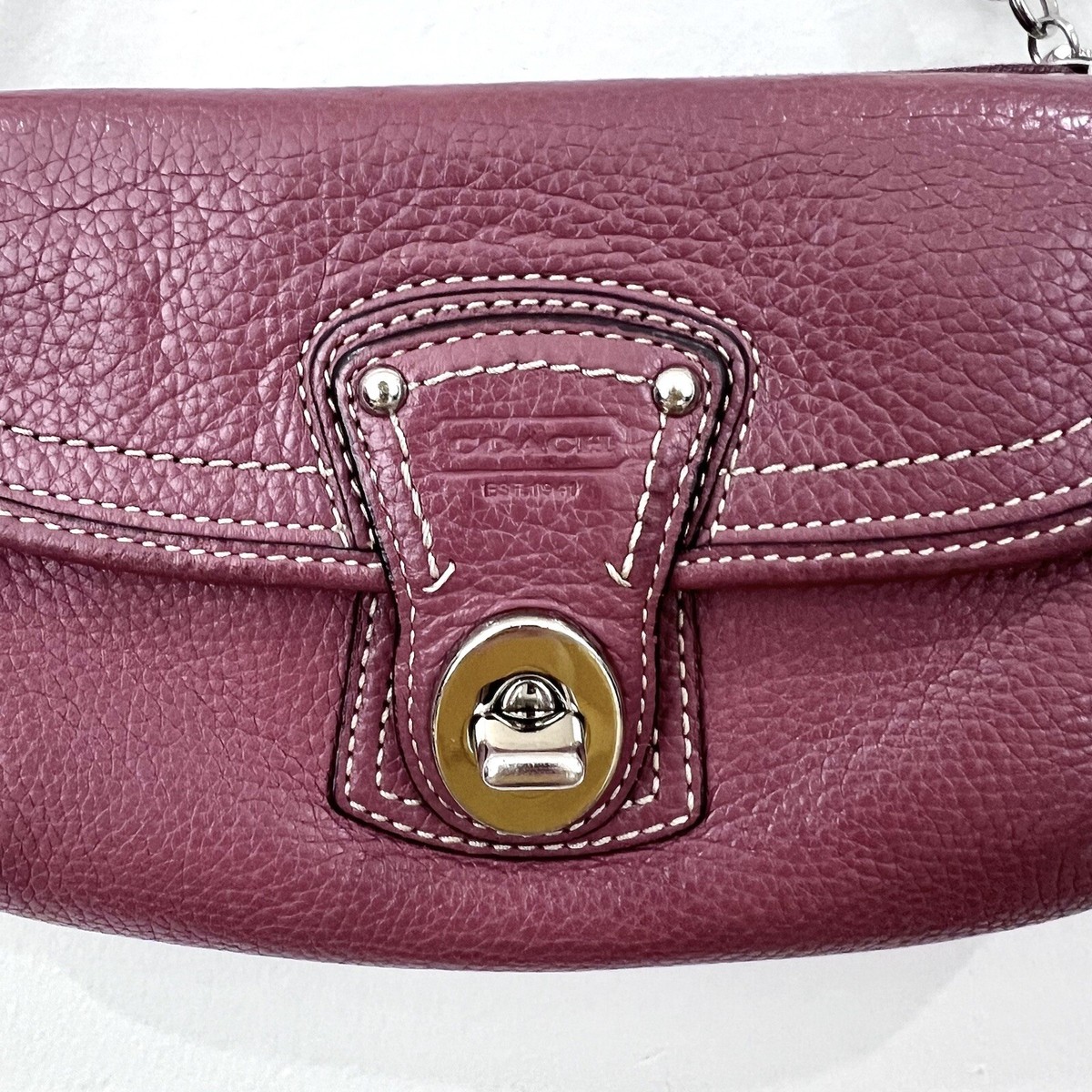 Coach Legacy Flap Mauve Dusty Rose Pebbled Leather Turnlock