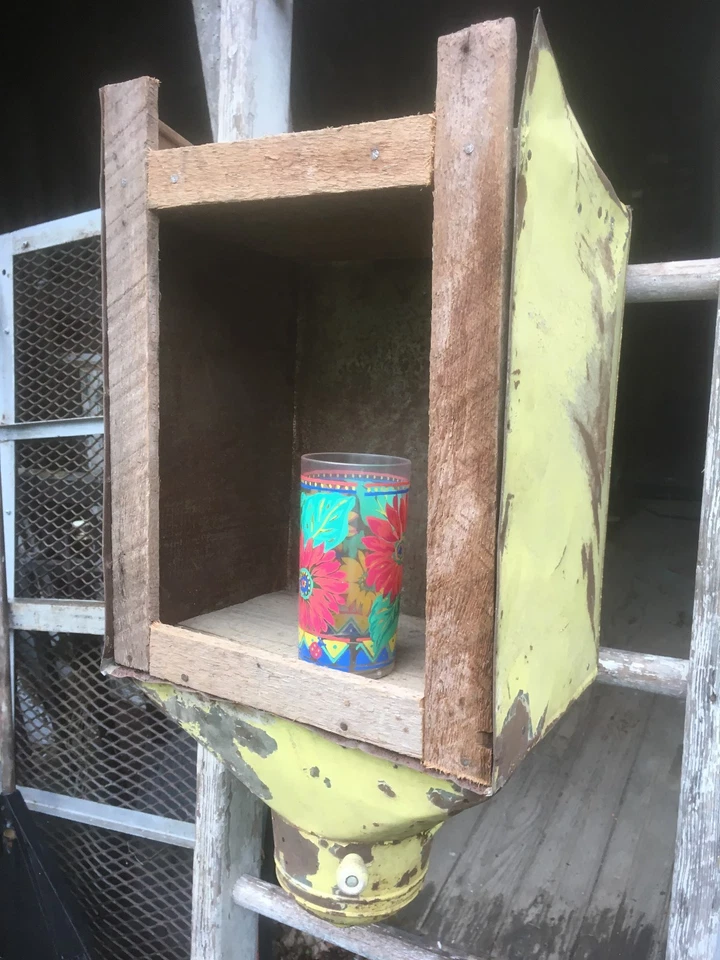 Primitve Kitchen Metal Cabinet Shelf Flour Bin  Country Cottage Decor - Image 3 of 4