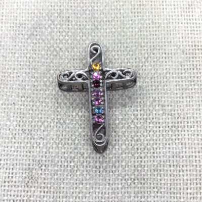 Vintage Sterling Silver 925 Multi Gemstone Cross Pendant X610 | eBay