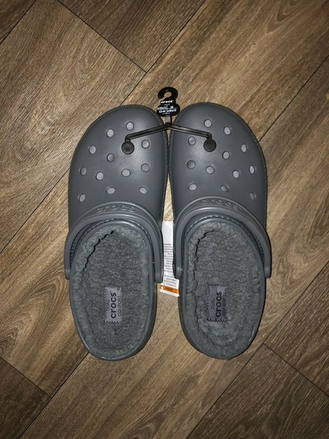 mens grey lined crocs
