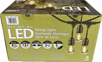 Feit Electric 48ft LED String Light Black 24 Bulb 710090 Connect Up To 45 Sets