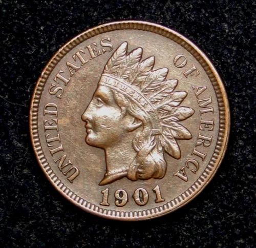 UNC 1901 INDIAN HEAD PENNY CENT OLD U.S. TYPE COIN