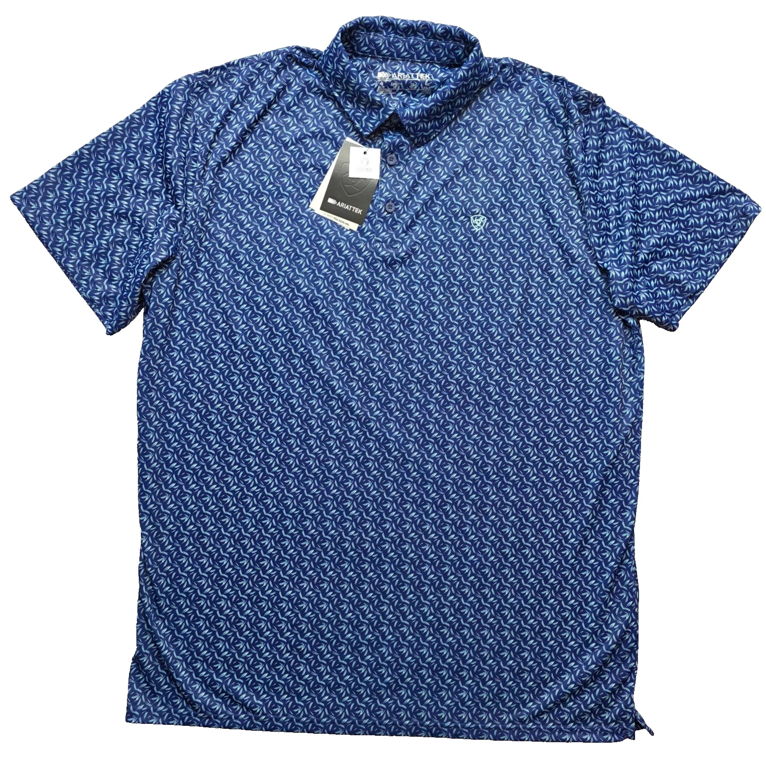 Ariat Tek Polo Shirt Men's Sz XLT Fitted SS Performance Tek Blue Depths 10055188