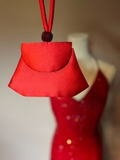 Y2K Vintage Cache Red Satin Beaded Evening Purse