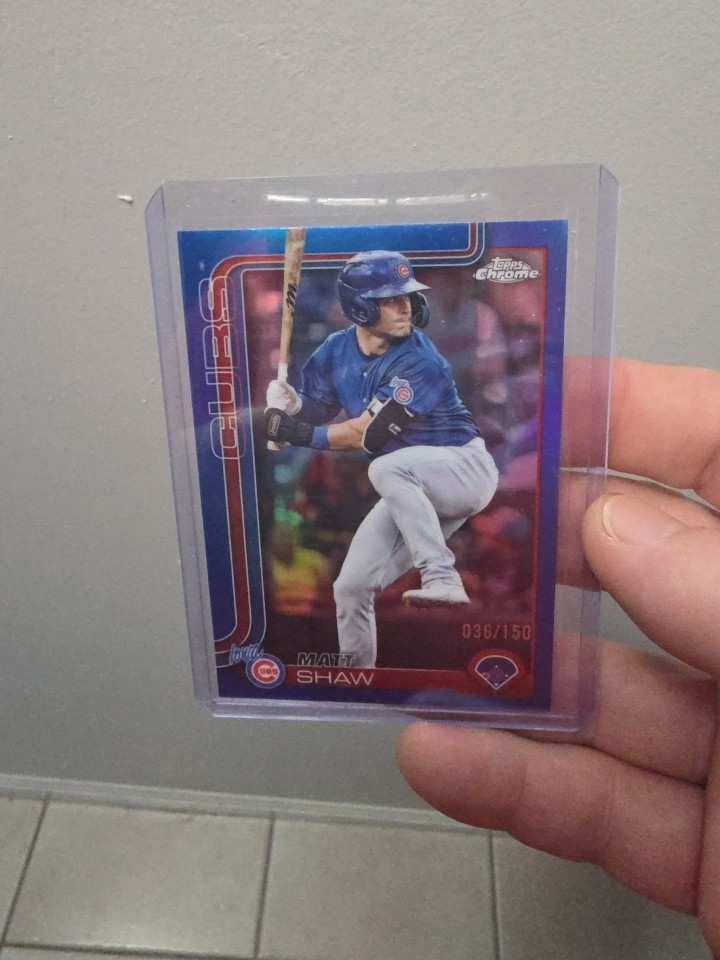 2025 Topps Chrome - Matt Shaw #219 Blue Refractor /150 (RC)