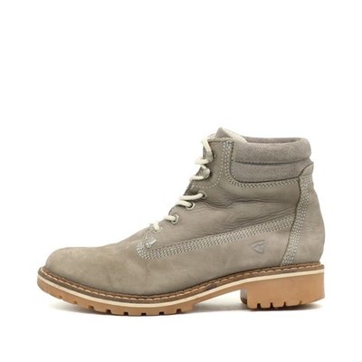 Tamaris Damen Boots Nubuk Vintage Stiefeletten Grau Sohle Schnürstiefel EU 38