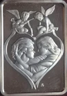 1977 Hamilton Mint Embrace St Valentine’s Day 1 oz .999 Fine Silver Art Bar