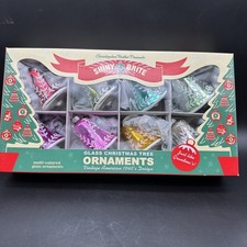 CHRISTOPHER RADKO SHINY BRITE SNOW JEWEL BELLS ORNAMENTS 4012650 SET OF 8