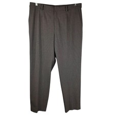 Uniqlo Dress Pants Womens XL 32-33" Houndstooth Plaid Brown Straight Academia 