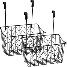  2 Pack Over The Cabinet Door Organizer, Grid Storage Baskets with Hooks, 