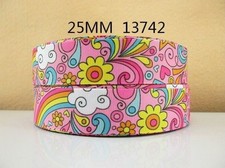 1 inch 1 yard Rainbow princess Pink printed Grosgrain Ribbon 1013742
