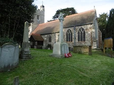 Photo A3 The war memorial and the Church of St Peter and St Paul, Harlin c2016