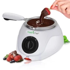 NutriChef Electric Chocolate Melting and Warming Fondue Set - White PKFNMK14