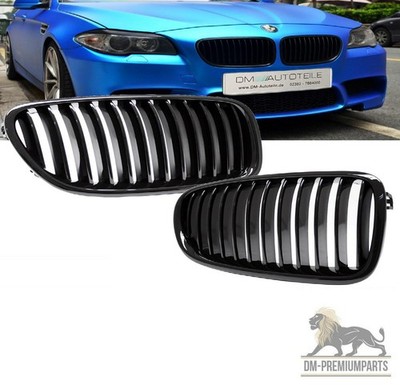 Set Kühlergrill Grill Schwarz Sport Glanz passt für BMW 5er F10 F11 auch M M5