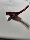 Vintage Fenton Ruby Red Hand Painted Glass Long Tailed Bird Figurine
