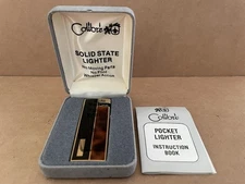 Vintage COLIBRI Pocket Lighter w/ Box SOLID STATE Japan Gold Black Brown #8