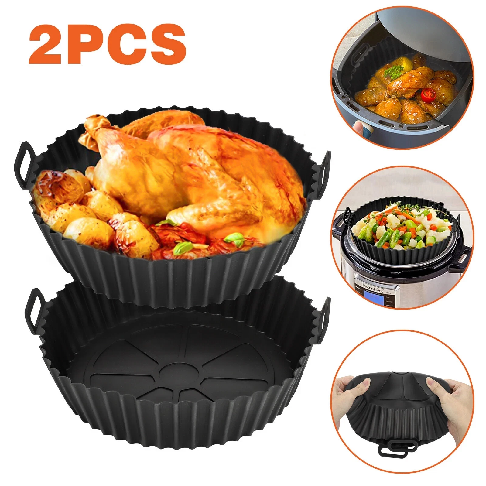 2 Pcs Air Fryer Silicone Pot Basket Liners Non-Stick Safe Oven Baking Tray Mat
Opens in a new window