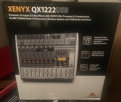 Behringer XENYX QX1222USB Premium 16Input 2/2Bus Mixer Klark Teknik FX Wireless