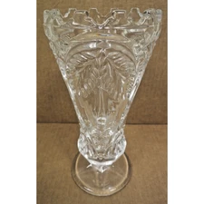 Lead Crystal Glass Hand Cut Pedestal Vase - Strawberry & Pear Design 8"
