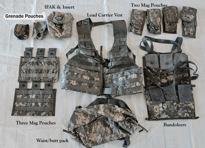 #ad 14 pc US Army MOLLE II ACU Fighting Load Carrier Vest w Tons of Extras 14 pieces $31.99