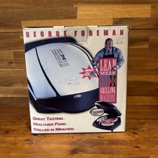 George Foreman Grill Champ Size Chrome Finish Lean Mean Fat Reducing Boxed New