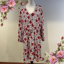 Old Navy Red Floral Long Sleeve plus size midi Dress
