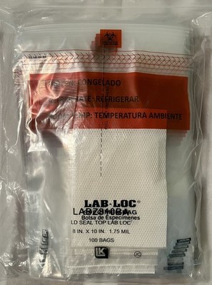 8x10 1.75 Mil Lab-Loc Specimen Bag -LABZ810BA LD Seal Top Lab Loc (100 Bags) Zip