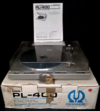 Vintage Pioneer PL-400 Direct Drive Stereo Turntable With Original Box & Manual