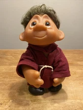 Norfin Thomas Dam Troll Doll Brown Robe #243 Denmark 9" Vtg 1982 Monk