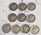 Lot Of 10 Silver Mercury Dimes 1943-1945 90% Silver Circulated Coins
